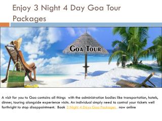 Enjoy 3 Night 4 Day Goa Tour Packages