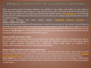How to choose the best outdoor furniture