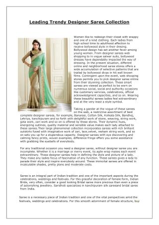 Leading Trendy Designer Saree Collection