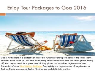 Enjoy Tour Packages to Goa 2016