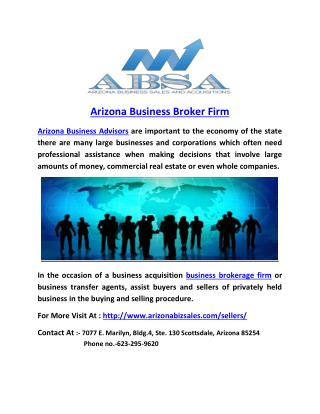 Arizona Business Broker Firm