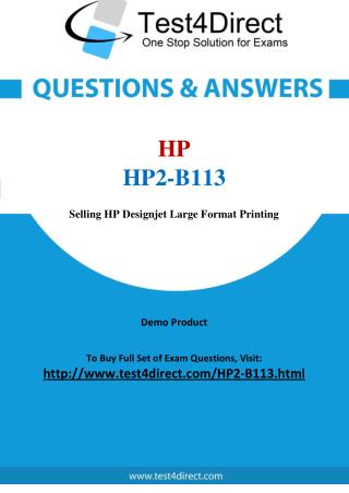 HP2-B113 HP Exam - Updated Questions