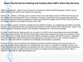 Green County Service Heating and Cooling offers 6&Fix Same Day Services