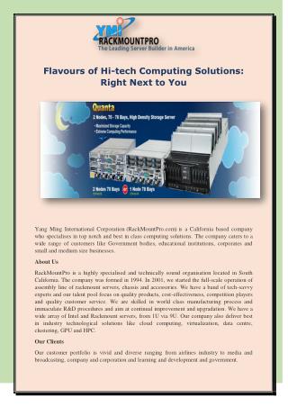 Flavours of Hi-tech Computing Solutions: Right Next to You