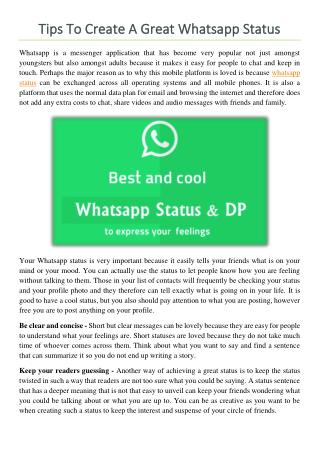 Best Things About Whatsapp Status