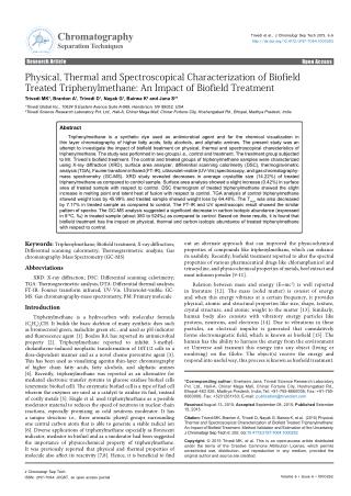 Physical, Thermal and Spectroscopical Characterization of Biofield Treated Triphenylmethane: An Impact of Biofield Treat