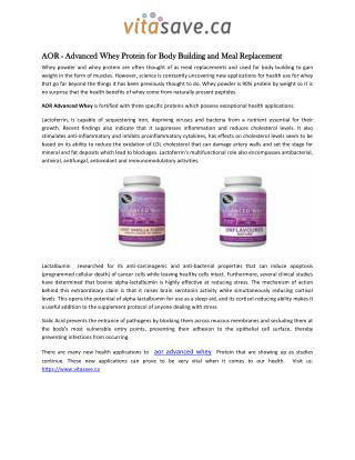 AOR - Advanced Whey Protein for Body Building and Meal Replacement