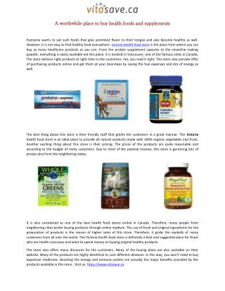 A worthwhile place to buy health foods and supplements