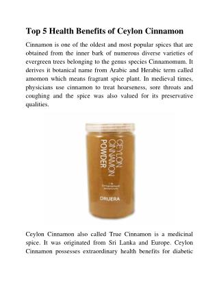 Top 5 Health Benefits of Ceylon Cinnamon