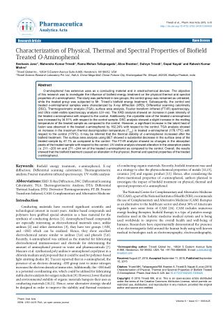 Characterization of Physical, Thermal and Spectral Properties of Biofield Treated O-Aminophenol
