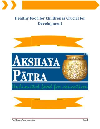 Healthy Food for Children is Crucial for Development
