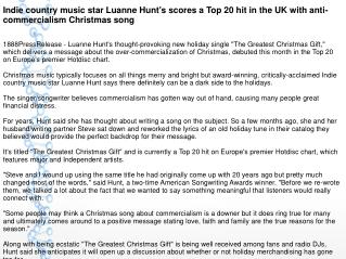 Indie country music star Luanne Hunt's scores a Top 20 hit in the UK with anti-commercialism Christmas song