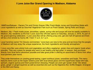 I Love Juice Bar Grand Opening in Madison, Alabama