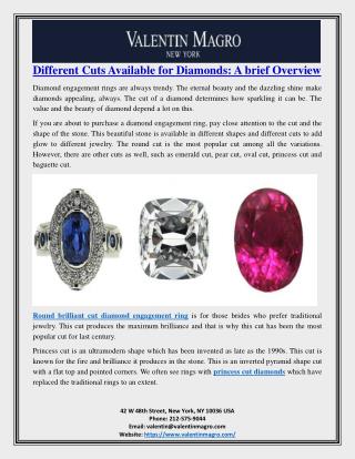 Different Cuts Available for Diamonds: A brief Overview