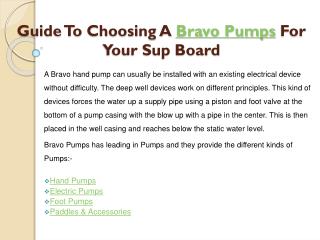 Guide to Choosing a Bravo Pumps for Your Sup Board