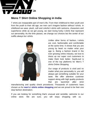 Mens T Shirt Online Shopping in India