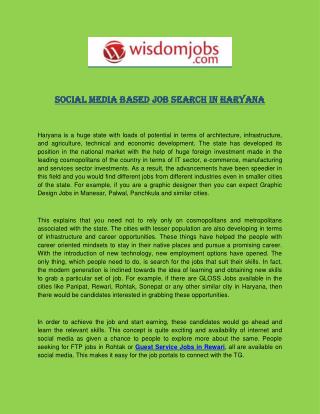 Social Media Based Job Search in Haryana