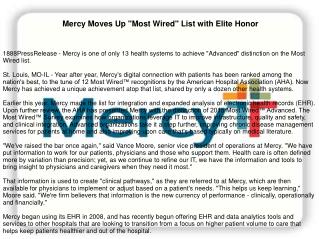 Mercy Moves Up "Most Wired" List with Elite Honor