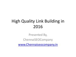 High Quality Link Building in 2016