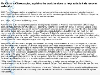 Dr. Chris, a Chiropractor, explains the work he does to help autistic kids recover naturally