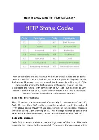 How to enjoy with HTTP Status Codes