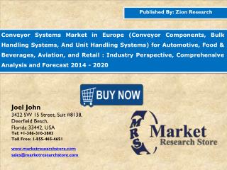 Europe Conveyor System Market is Expected to Reach USD 12 Billion in 2020