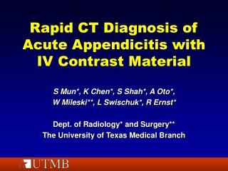 Rapid CT Diagnosis of Acute Appendicitis with IV Contrast Material