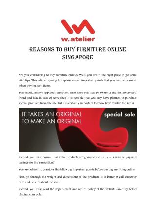 Reasons To Buy Furniture Online Singapore
