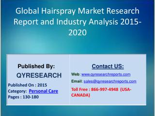 Global Hairspray Market 2015 Industry Analysis, Research, Trends, Growth and Forecasts