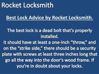 Best Lock Advice by Rocket Locksmith.