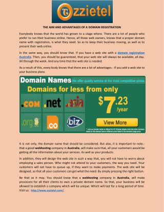 THE AIM AND ADVANTAGES OF A DOMAIN REGISTRATION