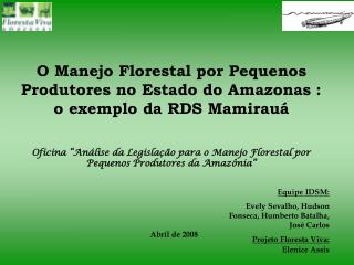 O Manejo Florestal por Pequenos Produtores no Estado do Amazonas : o exemplo da RDS Mamirauá