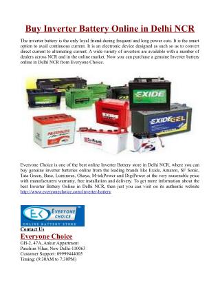 Buy Inverter Battery Online in Delhi NCR
