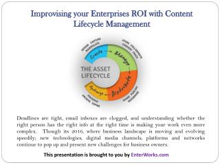 Improvising your Enterprises ROI with Content Lifecycle Management