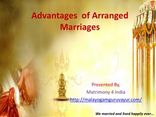 Advantages of Arranged Marriages