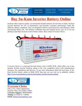 Buy Su-Kam Inverter Battery Online