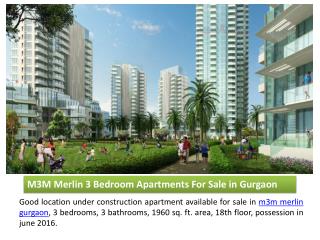 M3M Merlin 3 Bedroom Apartments For Sale in Gurgaon