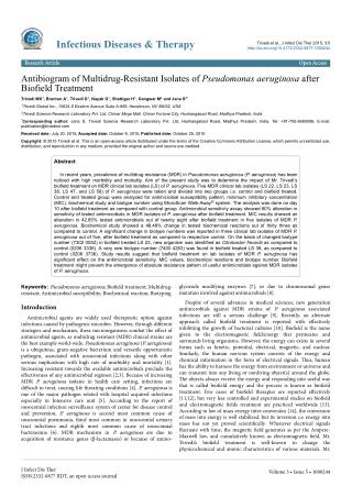 Biofield Impact on MDR Isolates of Pseudomonas Aeruginosa