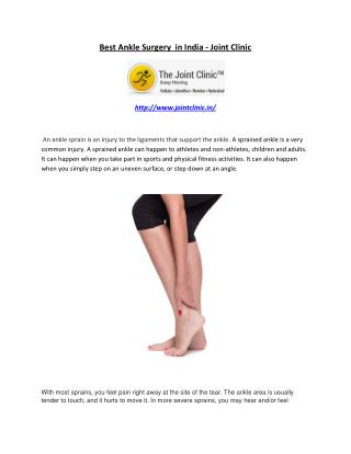 Best Ankle Surgery in India - Joint Clinic