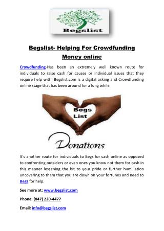 Begslist- Helping For Crowdfunding Money online