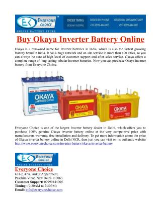 Buy Okaya Inverter Battery Online