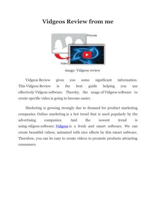 Vidgeos Review – hot trend for video creation