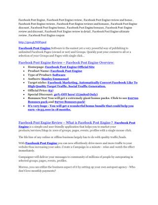 Facebook Post Engine review - Facebook Post Engine top notch features