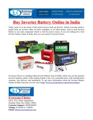 Buy Inverter Battery Online in India
