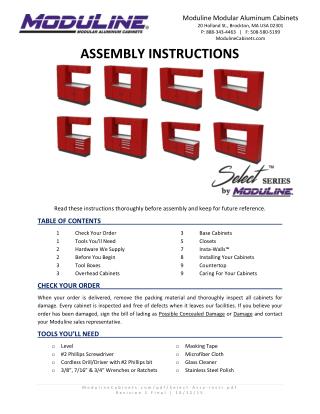 SELECT SERIES Aluminum Cabinet Assembly Instructions