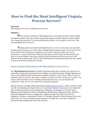 How to Find the Most Intelligent Virginia Process Servers?