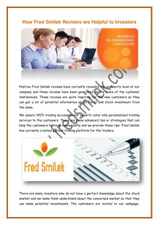 How Fred Smilek Reviews are Helpful to Investors