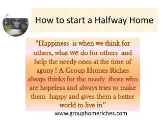 How to start a Halfway Home