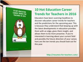 10 Hot Education Career Trends for Teachers in 2016