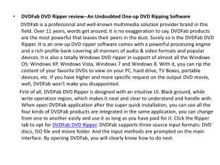 DVDFab DVD Ripper review--An Undoubted One-up DVD Ripping Software
